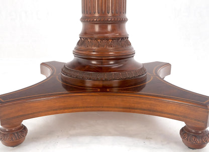 Banded Oval Racetrack Shape Carved Double Pedestal Burl Walnut 13' Long Dining