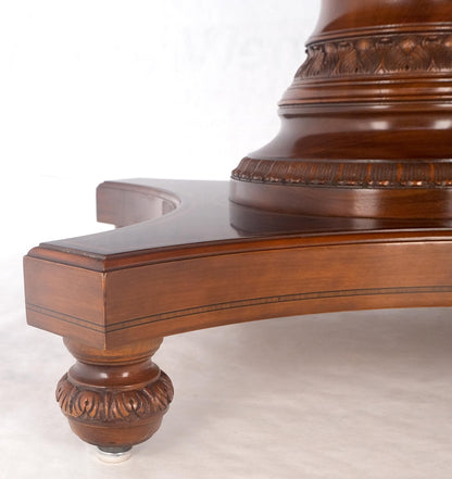 Banded Oval Racetrack Shape Carved Double Pedestal Burl Walnut 13' Long Dining