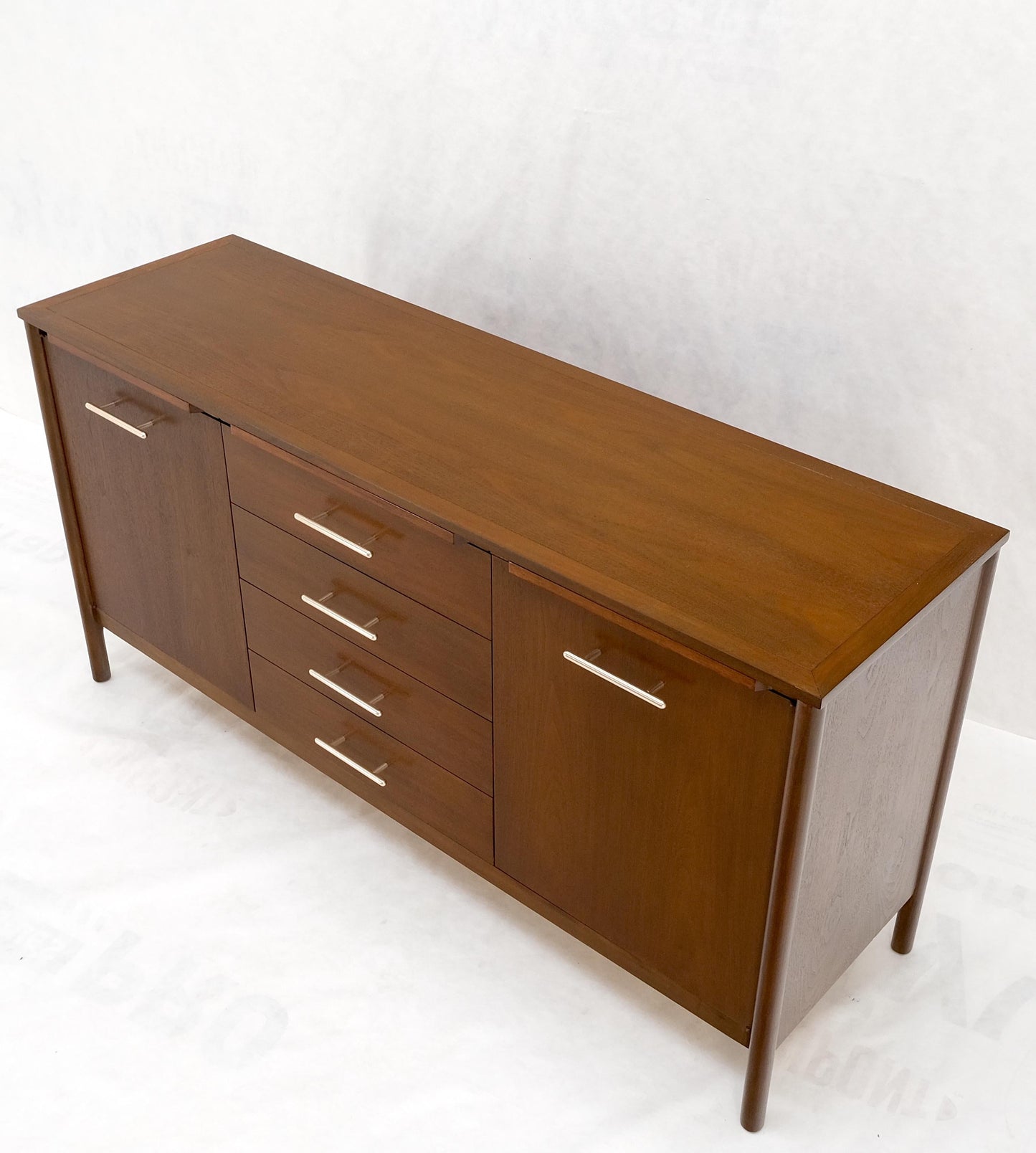 John Stuart Walnut Mid-Century Modern Long Credenza Dresser Pull Out Shelf Mint!