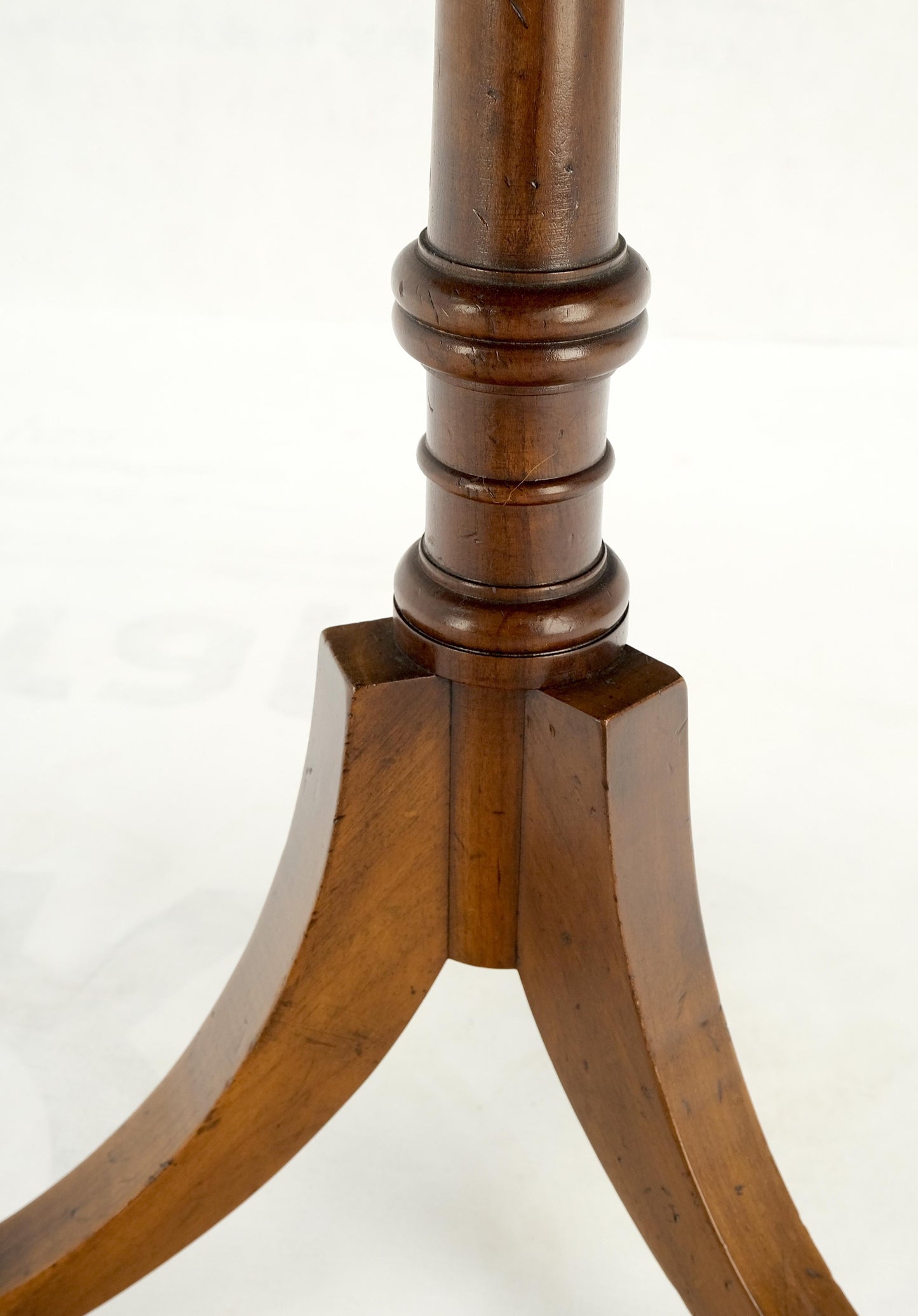 Fine Octagonal Shape Banded Burl Wood Tripod Base Occasional Table Stand Mint!