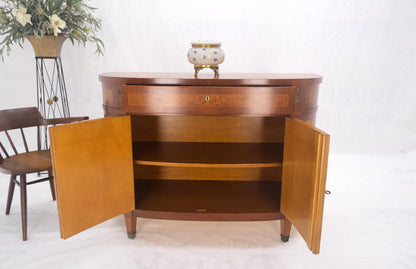 Bow Front Banded Top Inlayed Double Door One Drawer Sideboard Buffet Server MINT