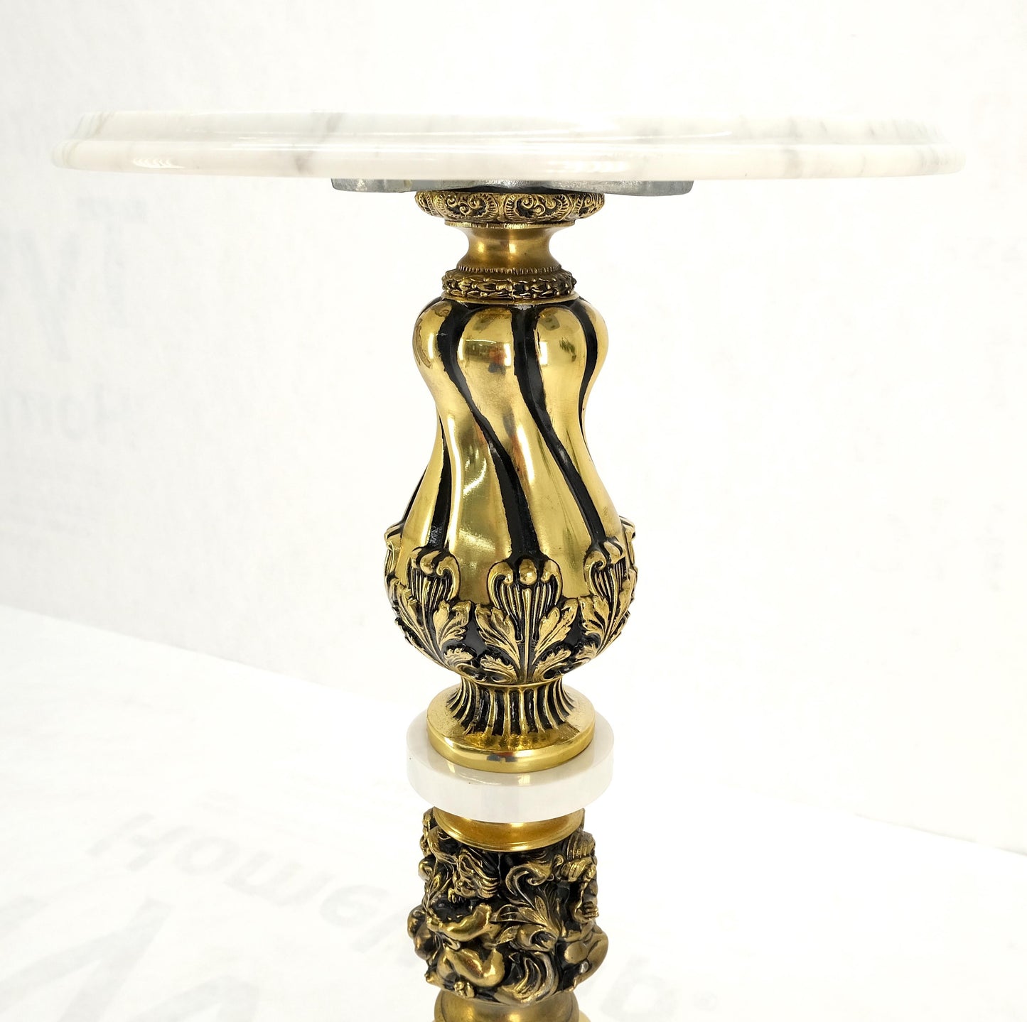 Brass & Marble Decorative Ornate Round Pedestal Stand Mint!