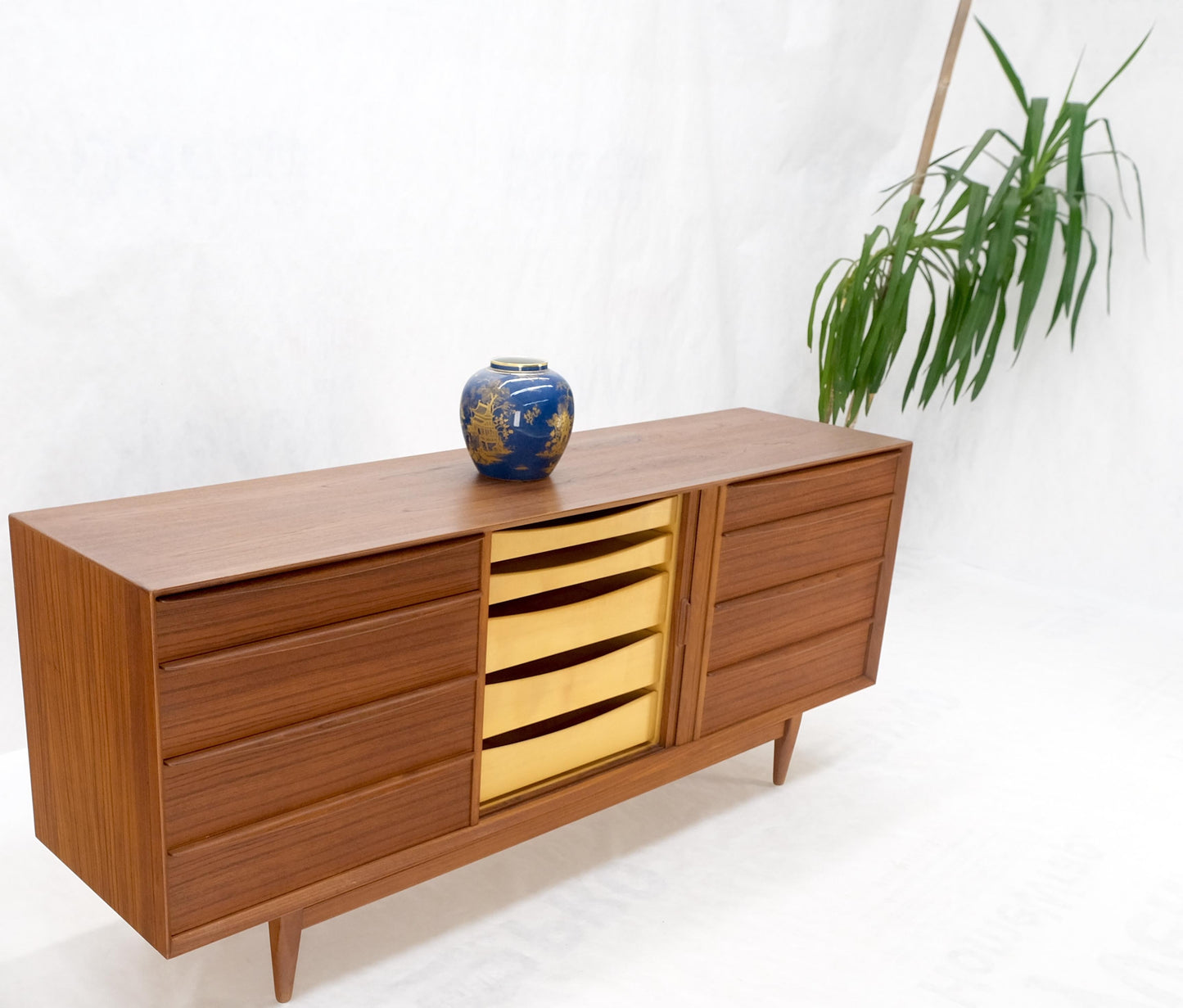 Teak Danish Mid-Century Modern Tambour Credenza Dresser by Falster Mint!