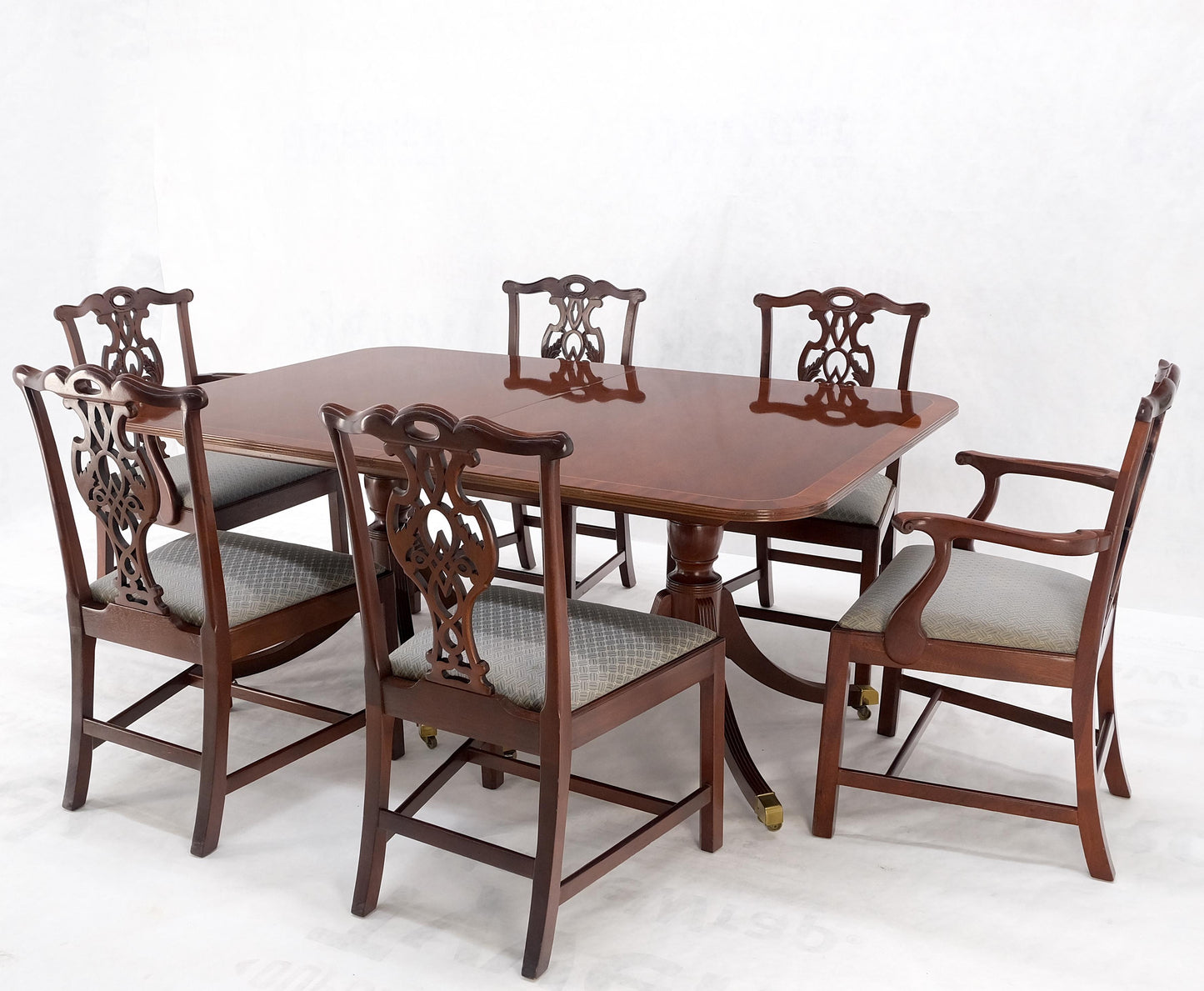 Baker Charleston Collection Mahogany Banded Dining Table 6 Chairs Set Stunning!