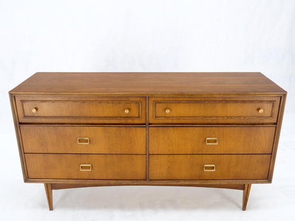 American Mid Century Modern 6 Drawers Walnut Dresser Brass Hardware MINT!