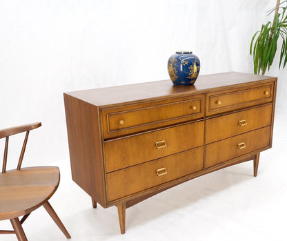 American Mid Century Modern 6 Drawers Walnut Dresser Brass Hardware MINT!