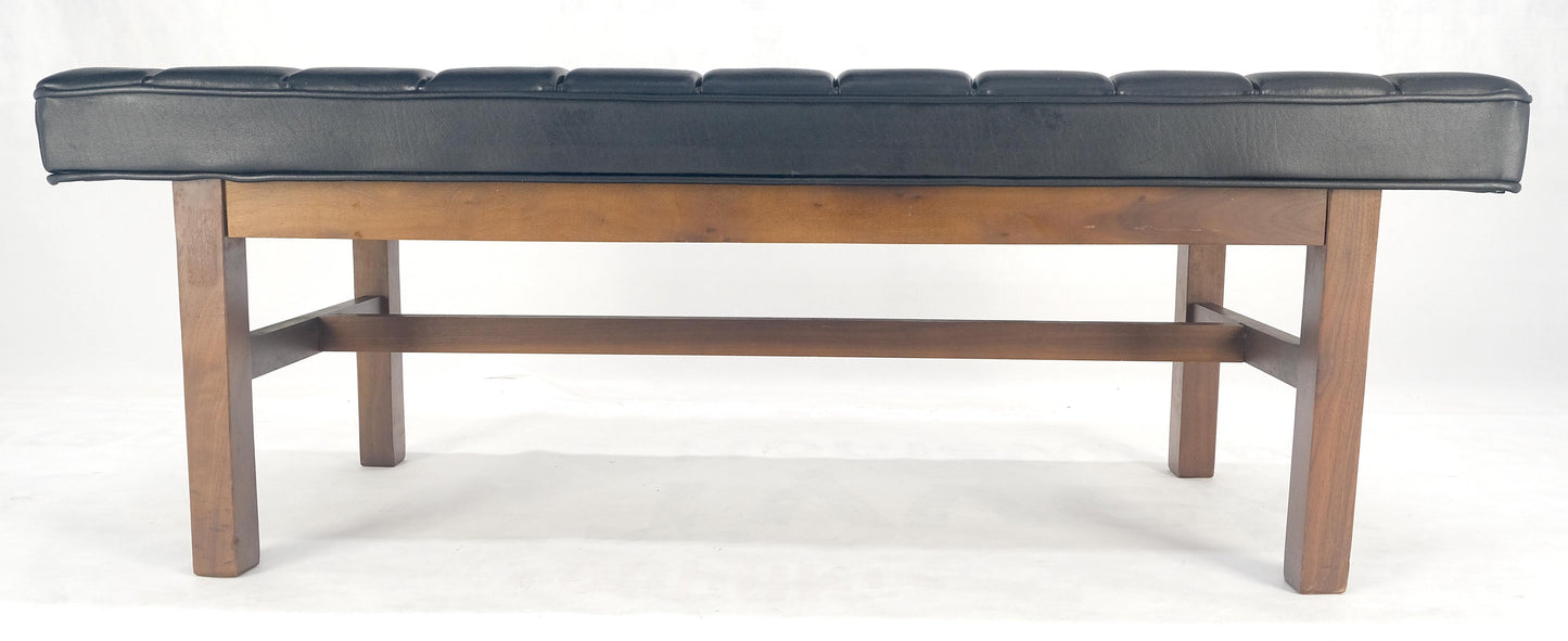 MINT Mid Century Modern Black Tufted Upholstery Solid Oiled Walnut Base MINT!