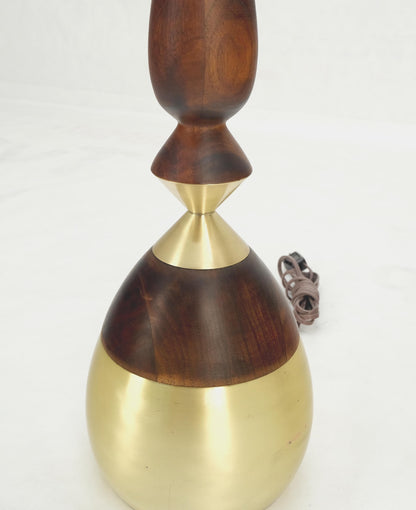 Onion Vase Shape Turned Walnut & Brass Mid Century Modern Table Lamp MINT!