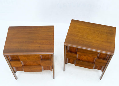 Pair Swedish Walnut Birch Int Block Front Door End Side Tables Night Stands Mint