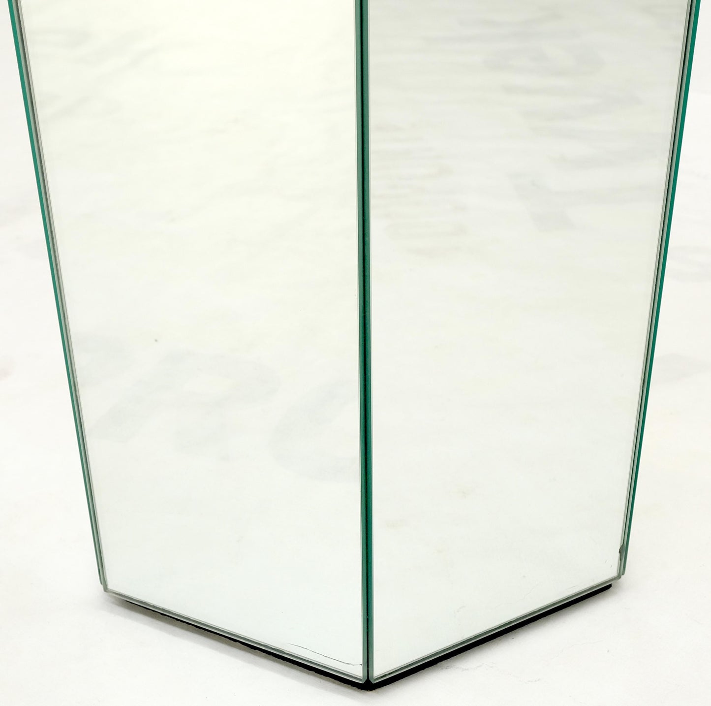 Tall Hexagon Mid-Century Modern Mirrored Pedestal Stand Side Table Mint!