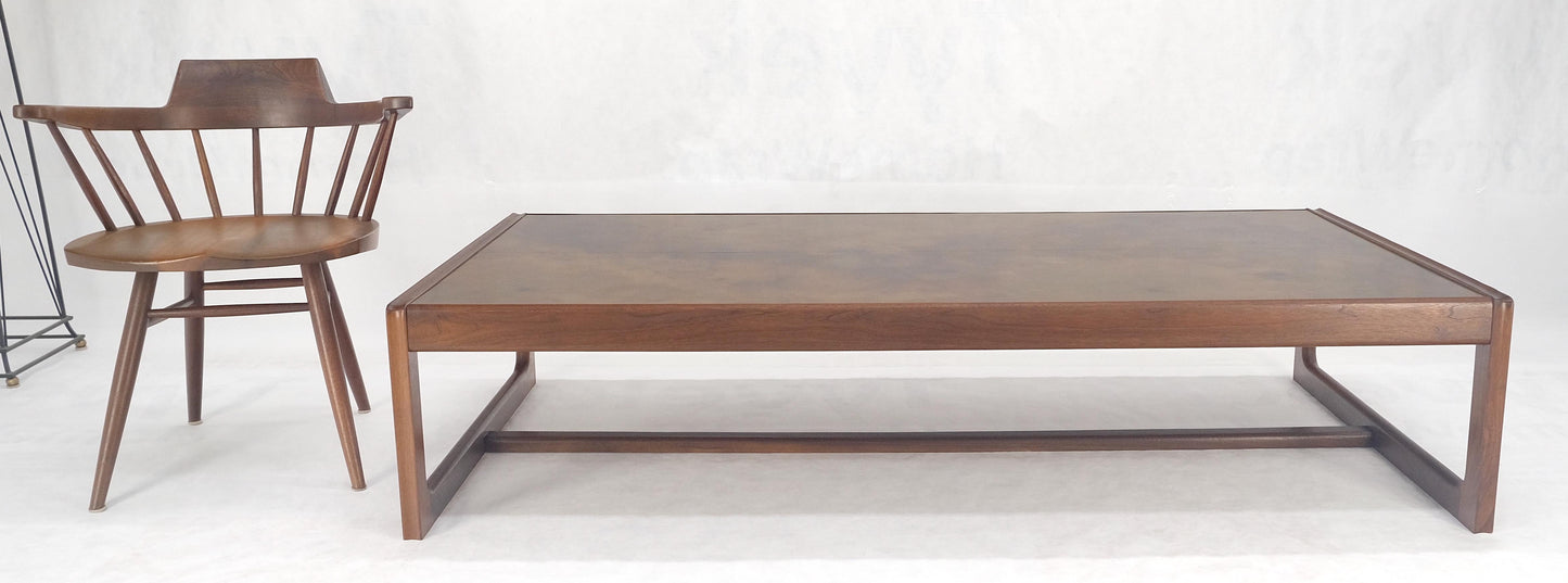 Large Rectangle Patinated Copper Top Oiled Walnut Frame 1970s Coffee Table MINT