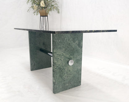 Green Rectangle Marble Top Cylinder Crome Stretcher Base Dining Table Desk MINT!