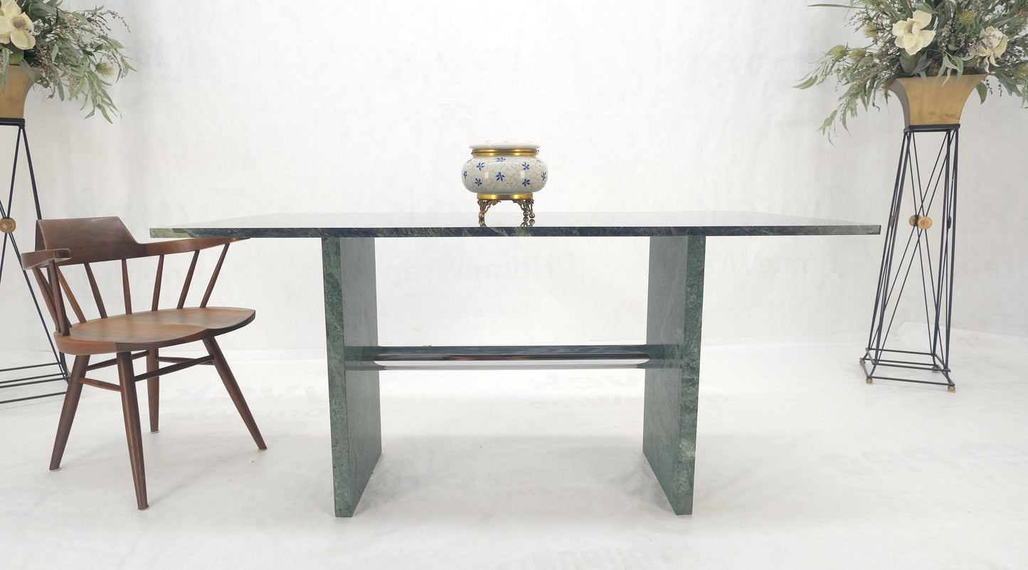 Green Rectangle Marble Top Cylinder Crome Stretcher Base Dining Table Desk MINT!