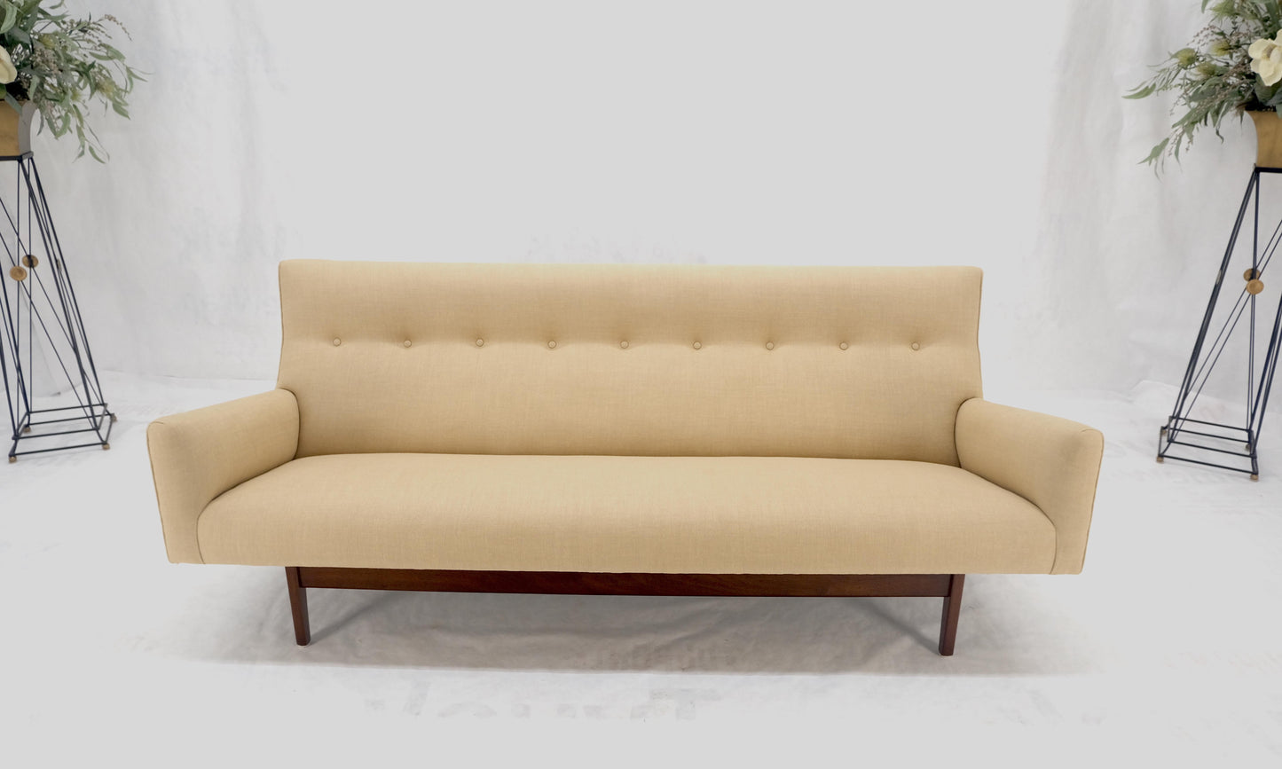 Jens Risom NEW Beige Linen Upholstery Oiled Walnut Frame c1960s Sofa Couch MINT!