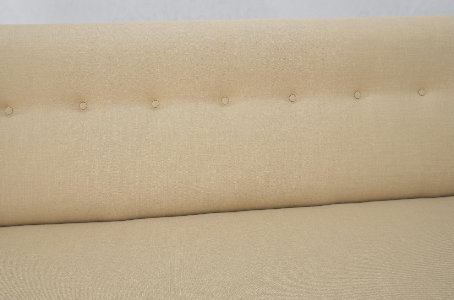 Jens Risom NEW Beige Linen Upholstery Oiled Walnut Frame c1960s Sofa Couch MINT!