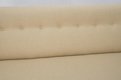 Jens Risom NEW Beige Linen Upholstery Oiled Walnut Frame c1960s Sofa Couch MINT!