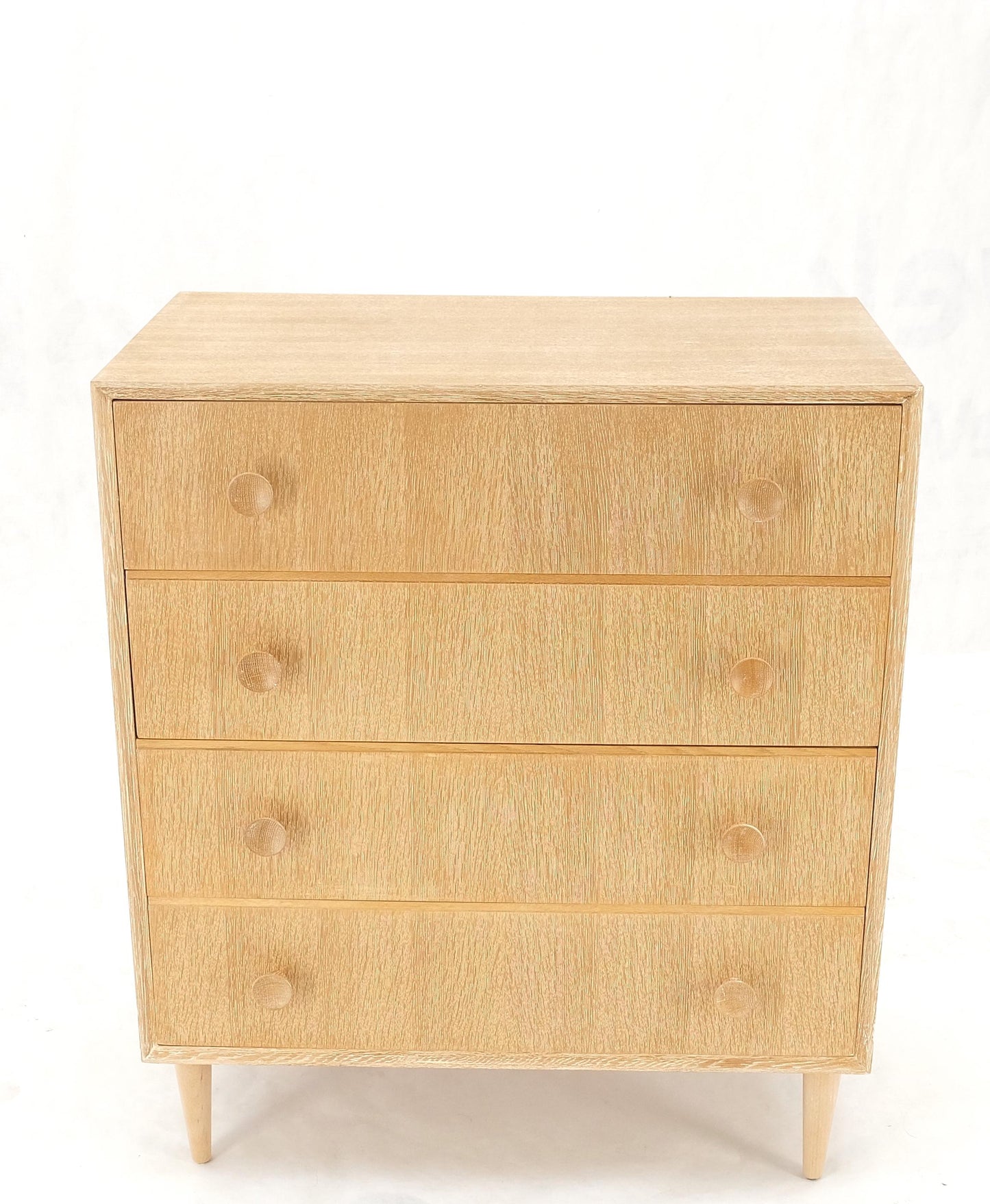 Cerused Oak 4 Drawers Compact Dresser Bachelor Chest Cabinet Mid-Century Modern