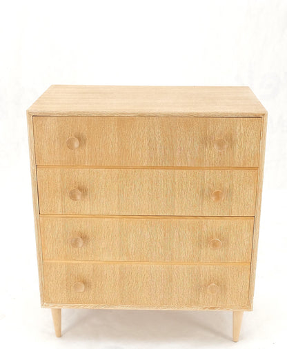 Cerused Oak 4 Drawers Compact Dresser Bachelor Chest Cabinet Mid-Century Modern