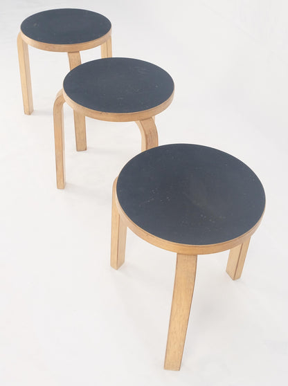 Set of 3 Early Round Nesting Side Occasional Tables by Alvar Aalto Mid Century