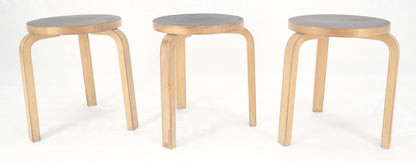 Set of 3 Early Round Nesting Side Occasional Tables by Alvar Aalto Mid Century