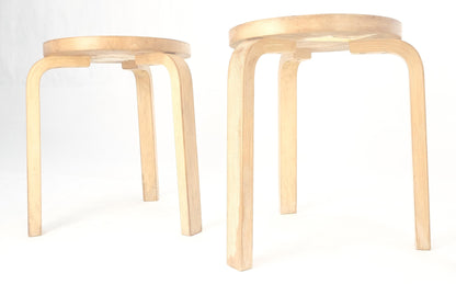 Set of 3 Early Round Nesting Side Occasional Tables by Alvar Aalto Mid Century