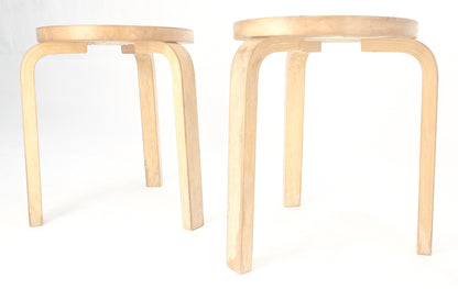 Set of 3 Early Round Nesting Side Occasional Tables by Alvar Aalto Mid Century