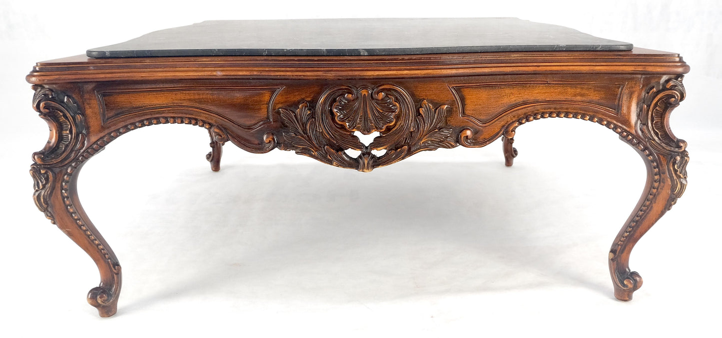 Fine Carved Regency Revival French Black Marble Top Square Coffee Table MINT!