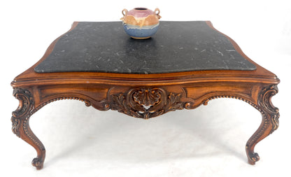 Fine Carved Regency Revival French Black Marble Top Square Coffee Table MINT!