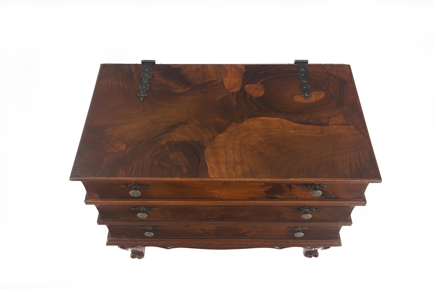 Burl Olive Wood Italian Two Drawer Lift Top Night Stand Cabinet End Table MINT