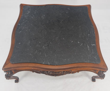 Fine Carved Regency Revival French Black Marble Top Square Coffee Table MINT!