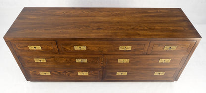 Henredon Campaign Style 7 Drawers Compact 64" Long Dresser Credenza Brass MINT!