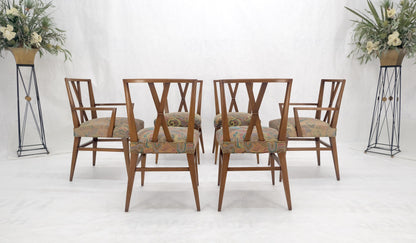 Set of 6 Tommy Parzinger Light Walnut Dining Chairs Lenor Larsen Upholstery MINT