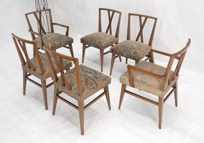 Set of 6 Tommy Parzinger Light Walnut Dining Chairs Lenor Larsen Upholstery MINT