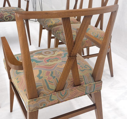 Set of 6 Tommy Parzinger Light Walnut Dining Chairs Lenor Larsen Upholstery MINT