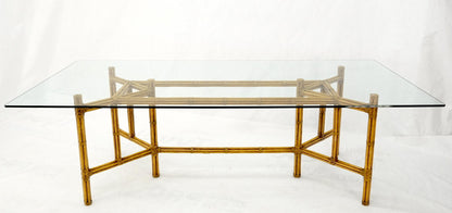 Large Bamboo & Leather Frame 3/4" Thick Glass Top Dining Conference Table