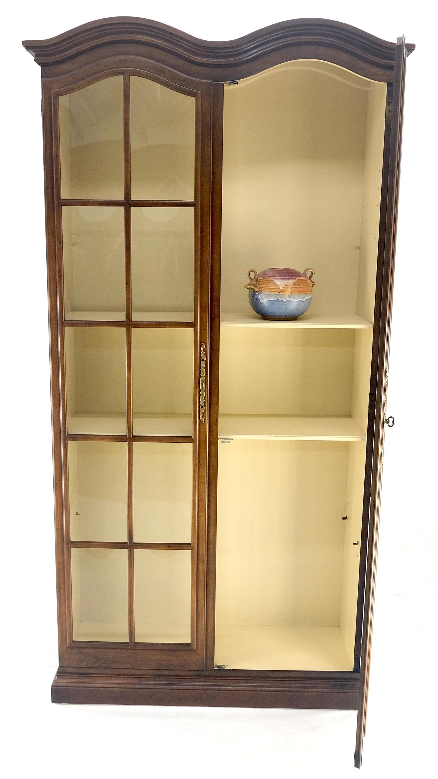 7' Tall Bubble Glass Double Doors Adjustable Shelves Bookcase Display Cabinet