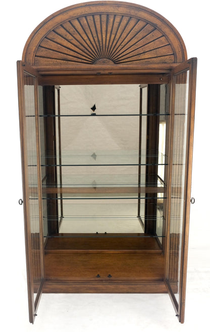 Henredon Sunrise Dome Shape 2 Glass Door Lighted Shelves Curio Display Cabinet