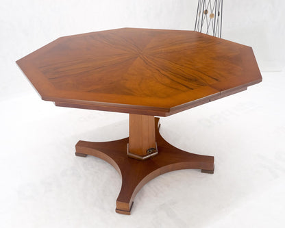 Baker LIght Walnut Round Octagon Single Base Two Leaves Dining Room Table Mint!