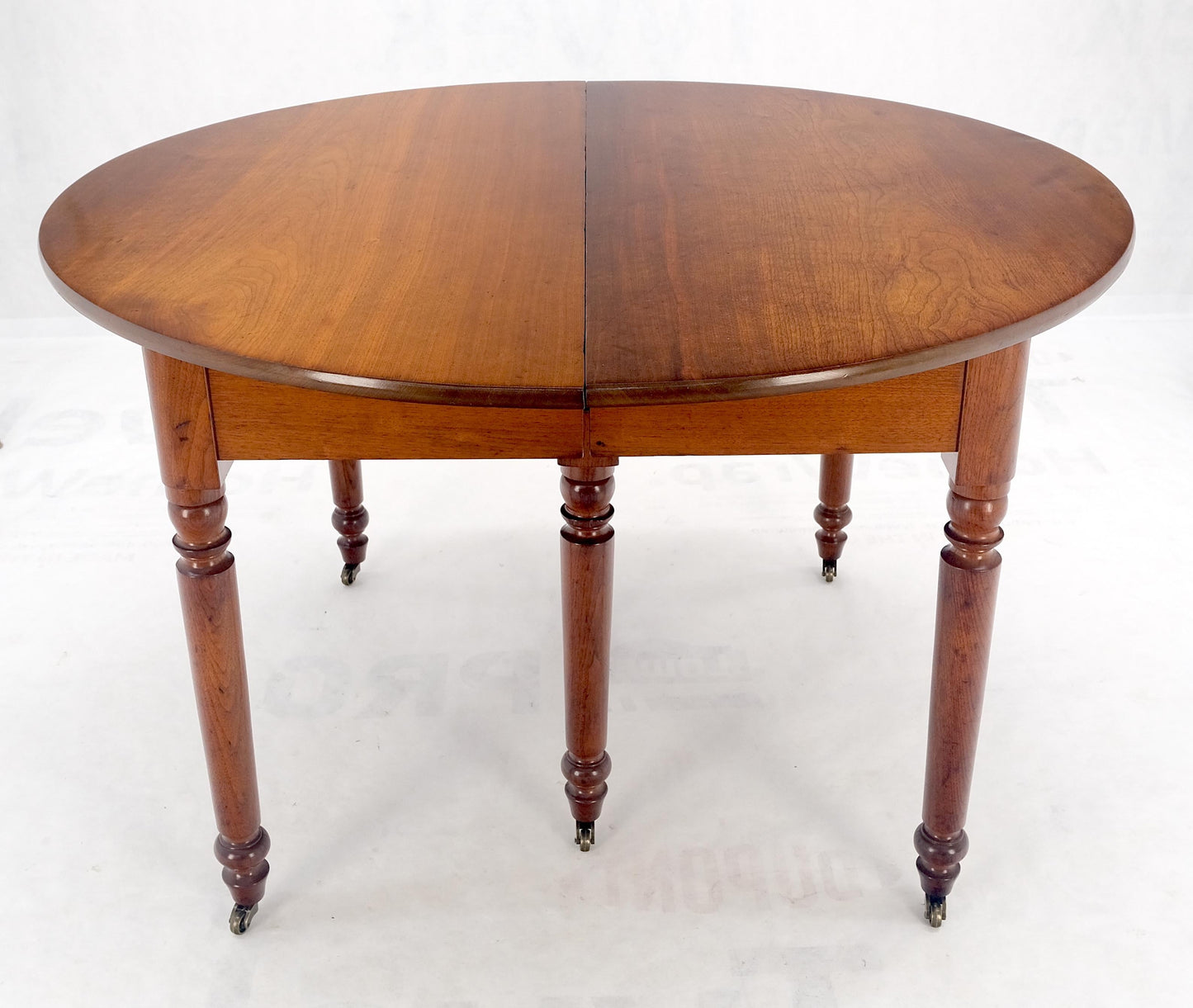 Antique Solid Light Amber Walnut Round Dining Table 4 Extension Boards MINT!