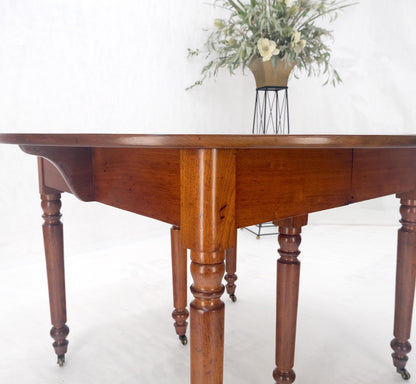 Antique Solid Light Amber Walnut Round Dining Table 4 Extension Boards MINT!