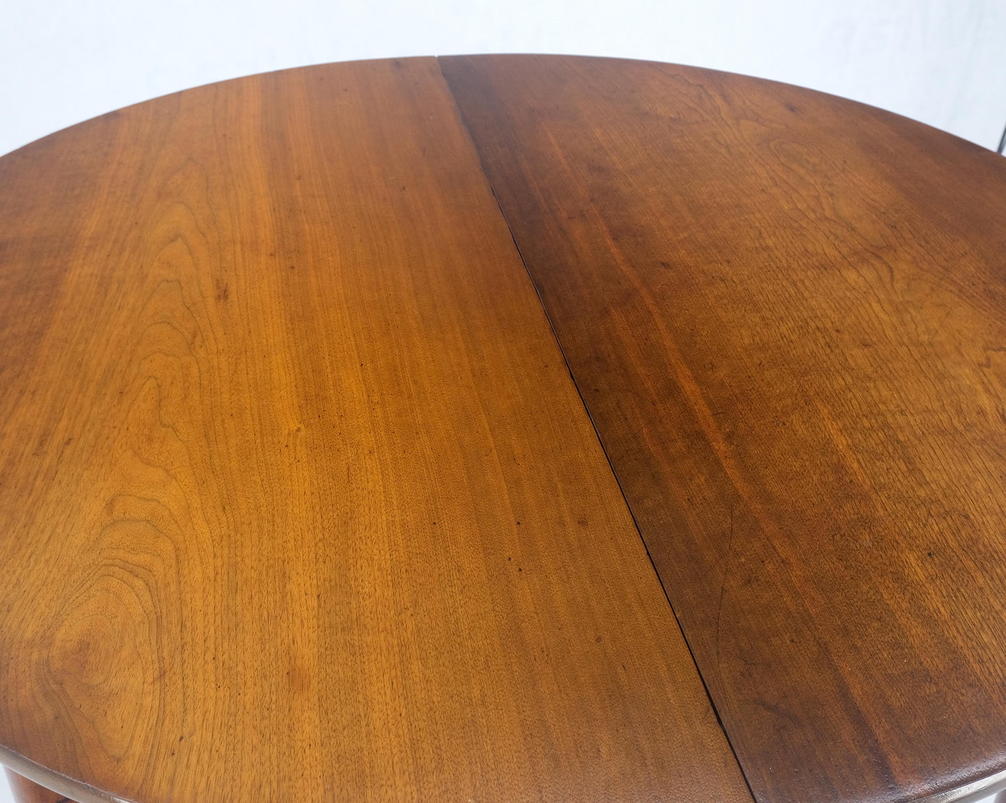 Antique Solid Light Amber Walnut Round Dining Table 4 Extension Boards MINT!