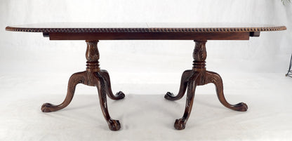 Mahogany Chippendale Rope Edge Two Leaves Ball & Claw Dining Table 8 Chairs MINT