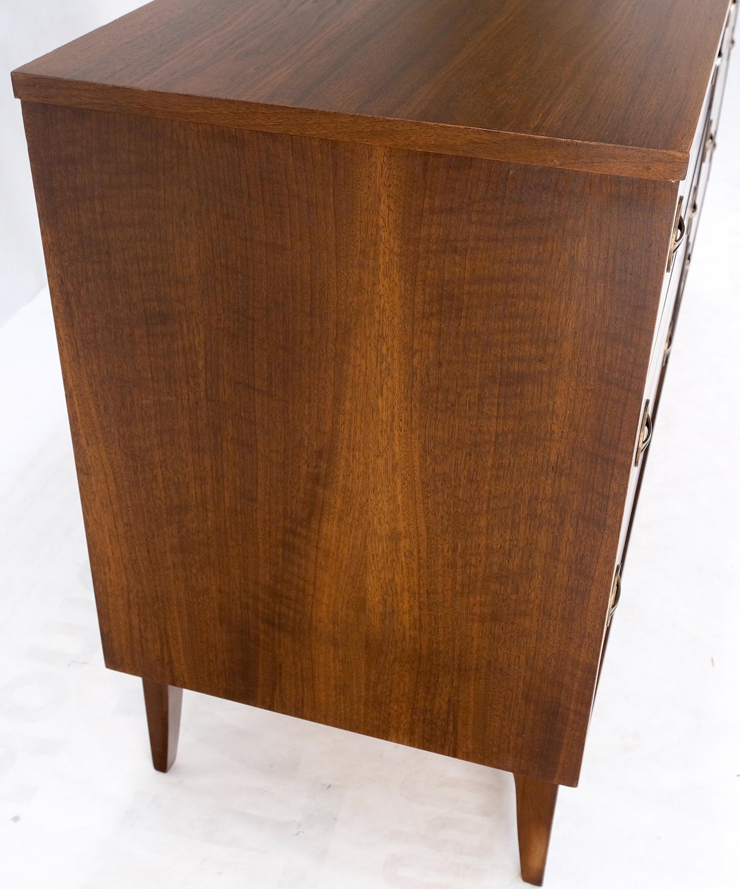 Danish Mid Century Modern 6 Drawers Walnut Double Dresser Credenza Round Pulls