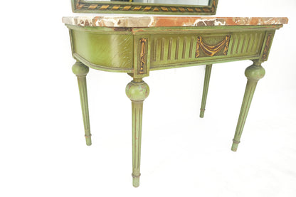 Marble Top Console Dome Shape Green & Gold french Pier Mirror