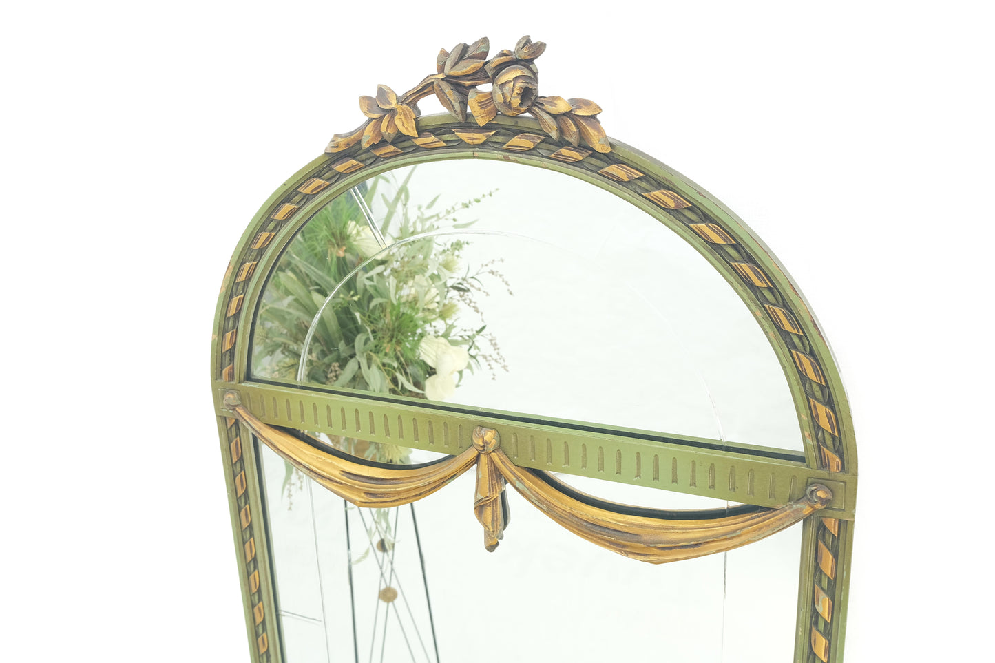 Marble Top Console Dome Shape Green & Gold french Pier Mirror