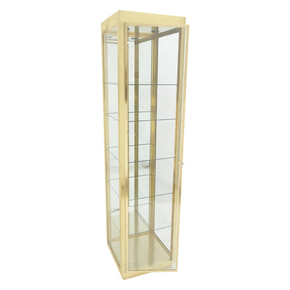 20" Sqaure Solid Brass Case 7' Tall Glass Shelve Display Cabinet Vitrine MINT!