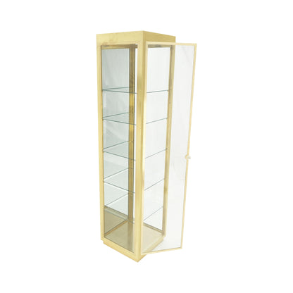 20" Sqaure Solid Brass Case 7' Tall Glass Shelve Display Cabinet Vitrine MINT!