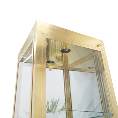 20" Sqaure Solid Brass Case 7' Tall Glass Shelve Display Cabinet Vitrine MINT!