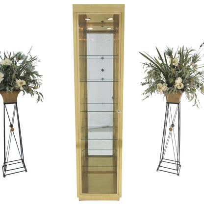 20" Sqaure Solid Brass Case 7' Tall Glass Shelve Display Cabinet Vitrine MINT!