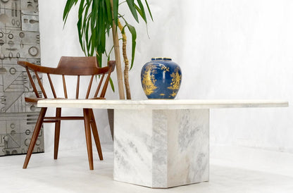 Mid Century Modern Square White & Grey Marble Coffee Center Table